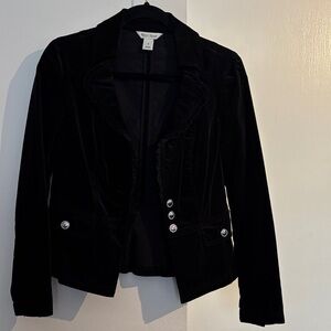 White House, black market – Velvet Ruffle-Trim Black Women's Blazer Jacket
